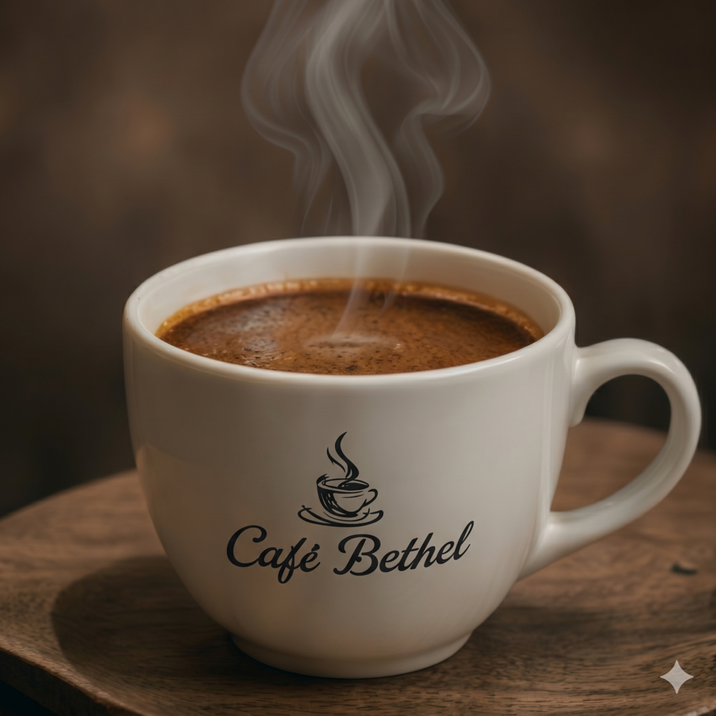 Taza de café humeante